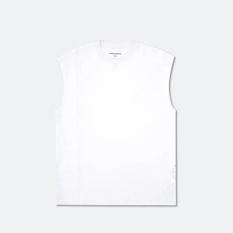 GROSPORTS COTTON SPANDEX BLEND INVOICE SLEEVELESS T-SHIRT - WHITE