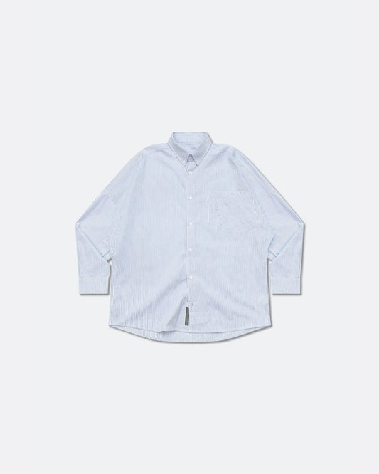 Double Pocket Oversized Oxford Shirt - Blue Stripe