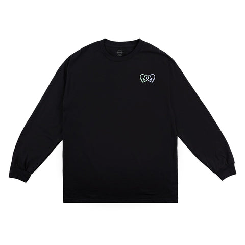 Valentine Rabbit Cat Long Sleeve Tee - Black